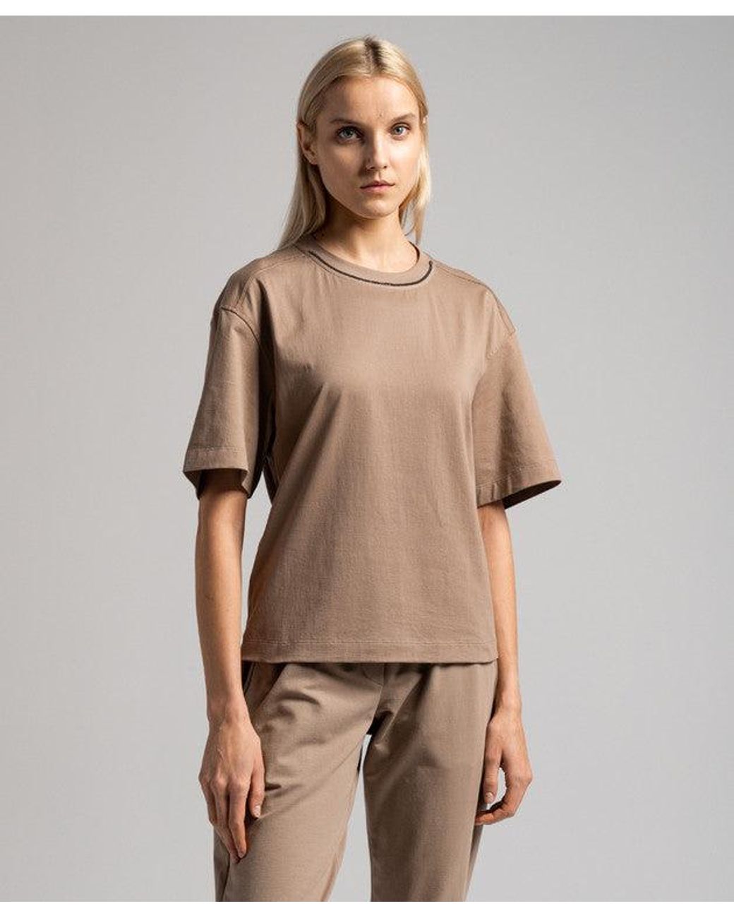 Brunello Cucinelli Natural Taupe Cotton Relaxed Shirt