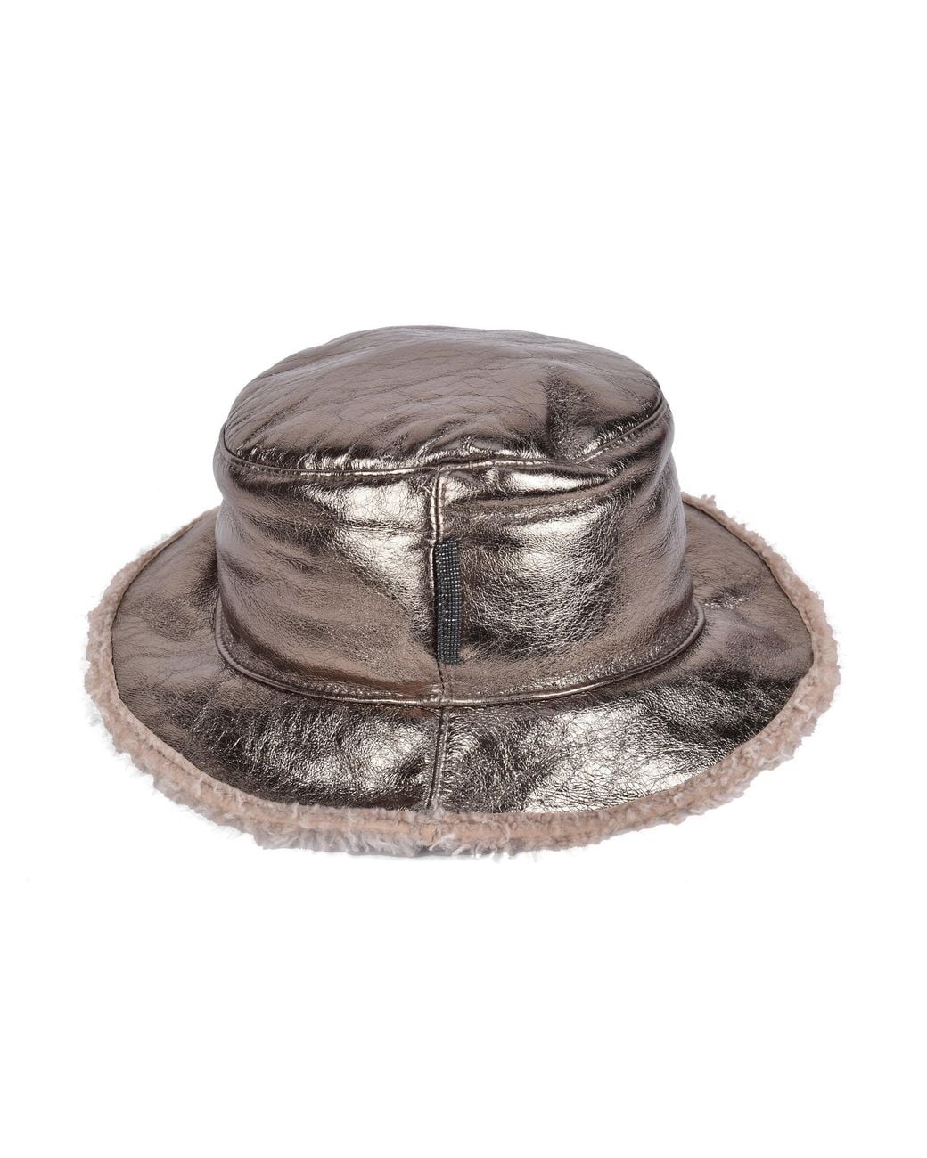 Brunello Cucinelli Brown Bamboo Bronze Foil Bucket Hat