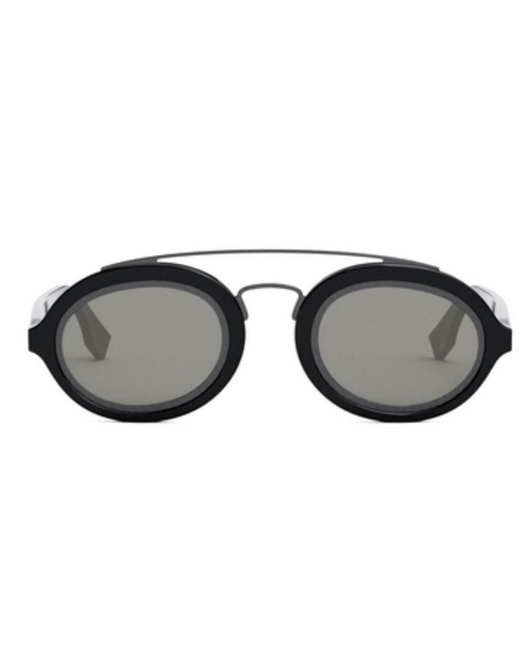 Fendi Black Sunglasses Oval Full Rim, Shiny Frame And Smoke Lens Fe40094I01A
