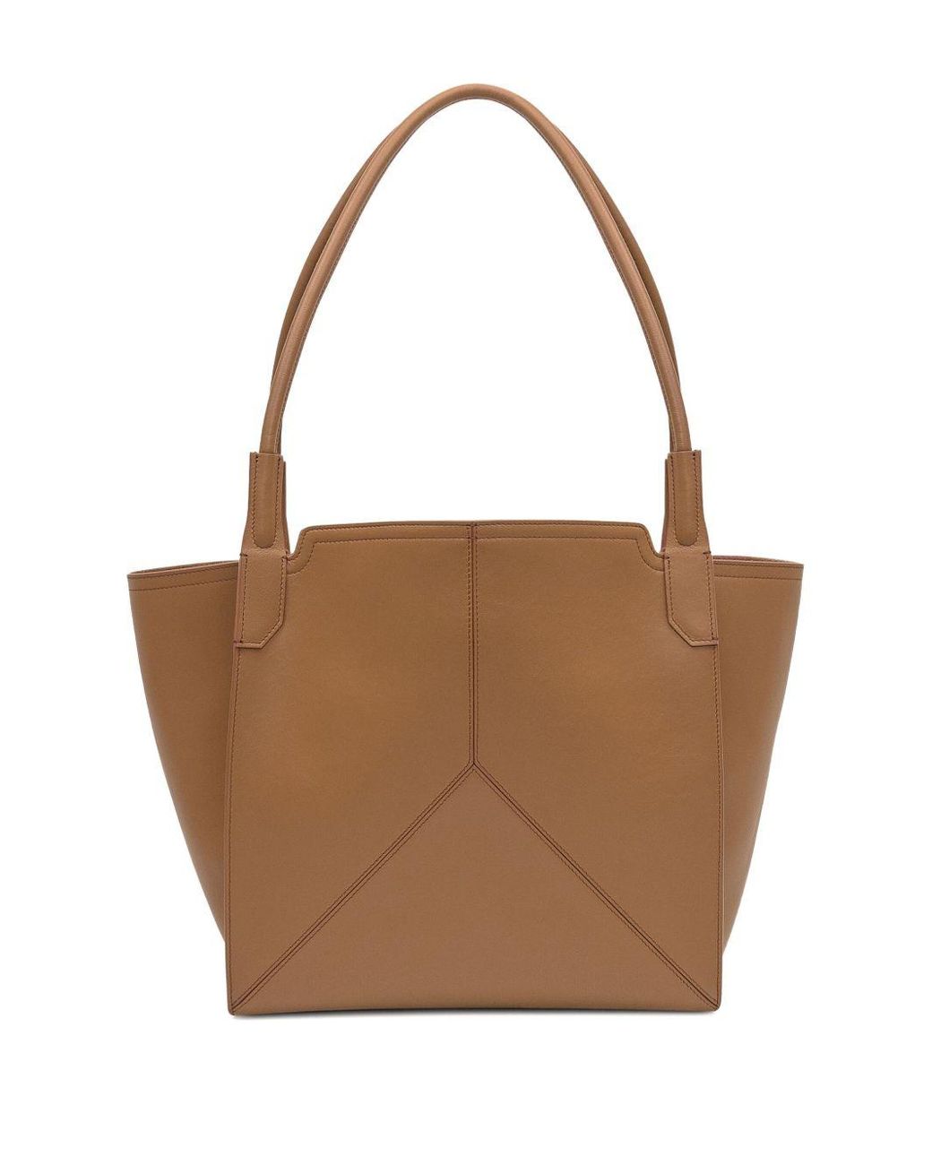 Victoria Beckham Brown Victoria Dark Tan Cmooth Calf Leather Unstructured Tote Bag With V-Stitching