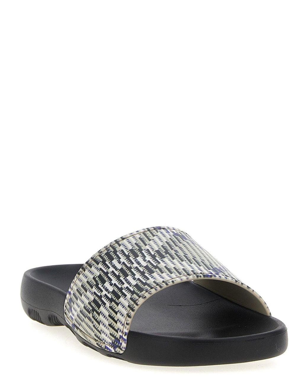 Burberry White Dive Check Sandals