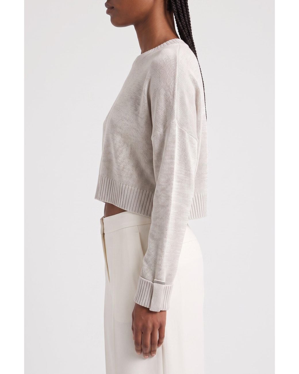 Brunello Cucinelli White Light Relaxed Sweater