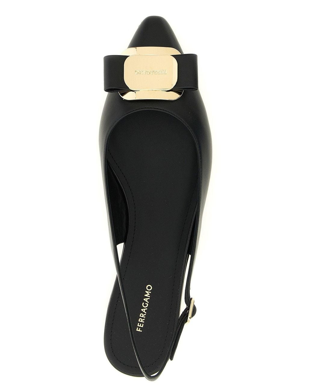 Ferragamo Black Zelmy Slingback Flat