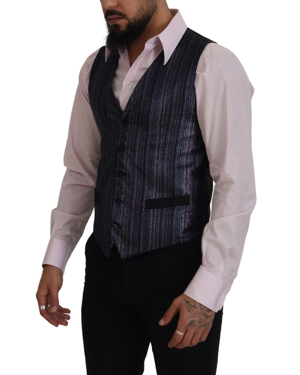 Dolce & Gabbana Blue Polyester Waistcoat Dress Formal Vest for men