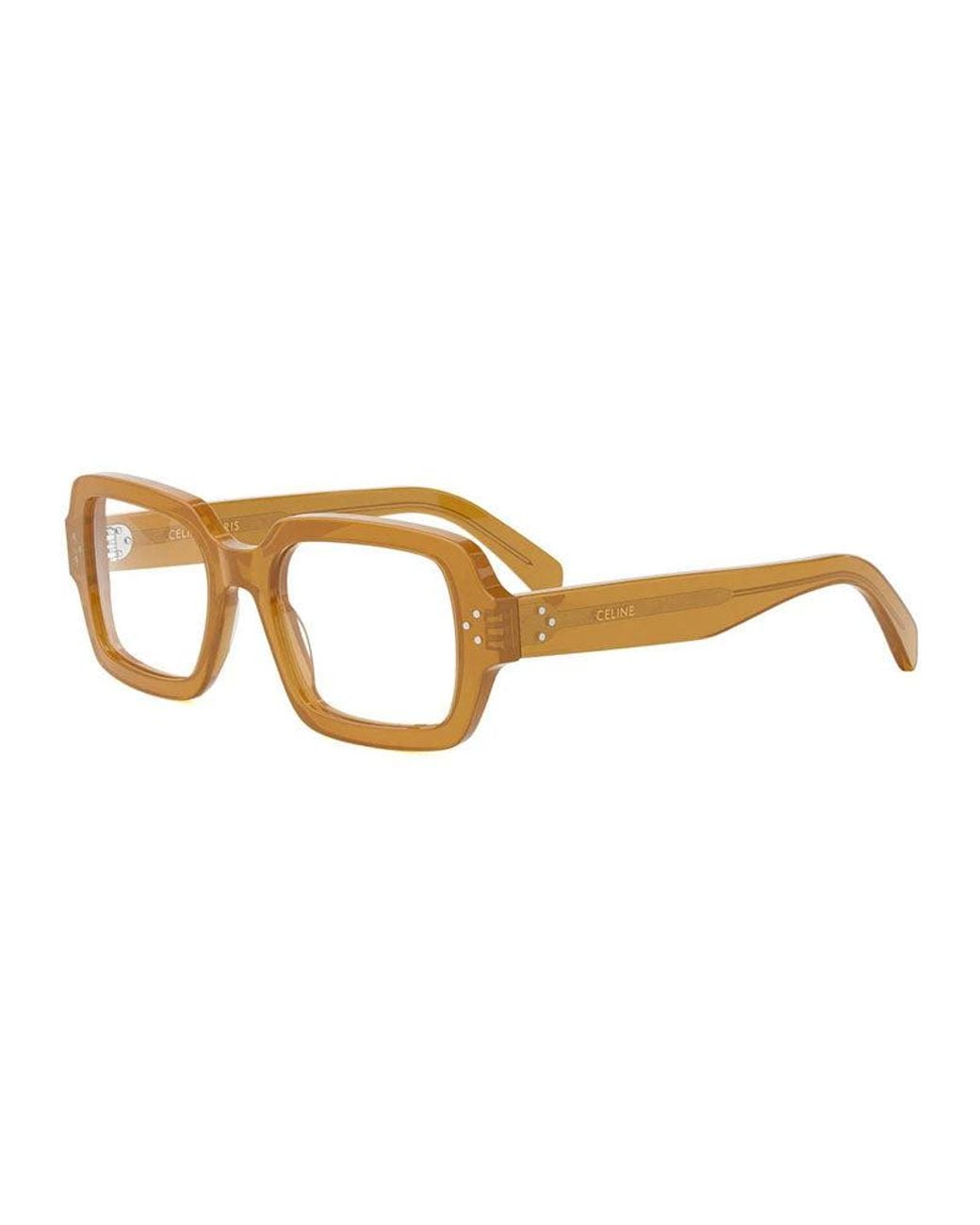 Céline Metallic Eyeglasses Square Full Rim, Shiny Frame And Clear Demo Lens Cl50147I045