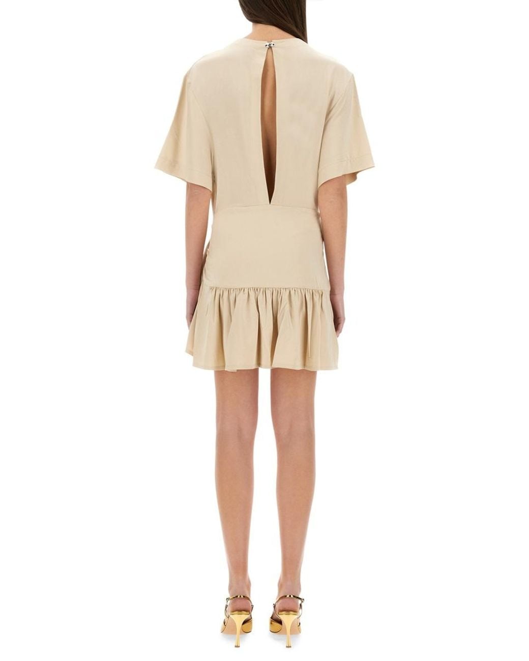 Rabanne Natural Mini Dress With Bow Viscose