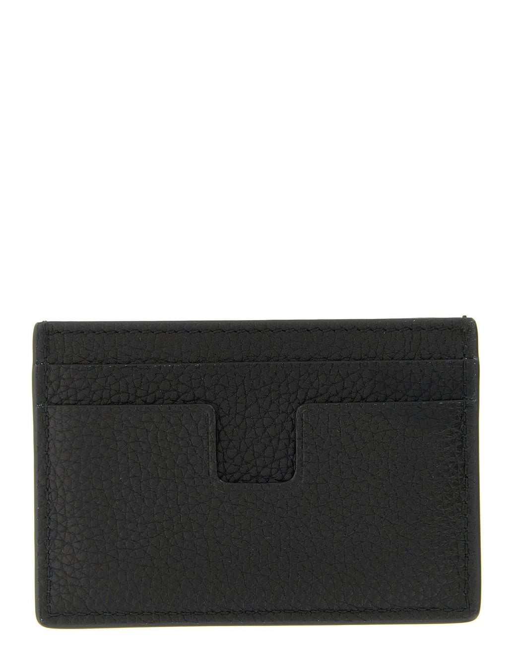 Tom Ford Black Hammered Leather Card Case