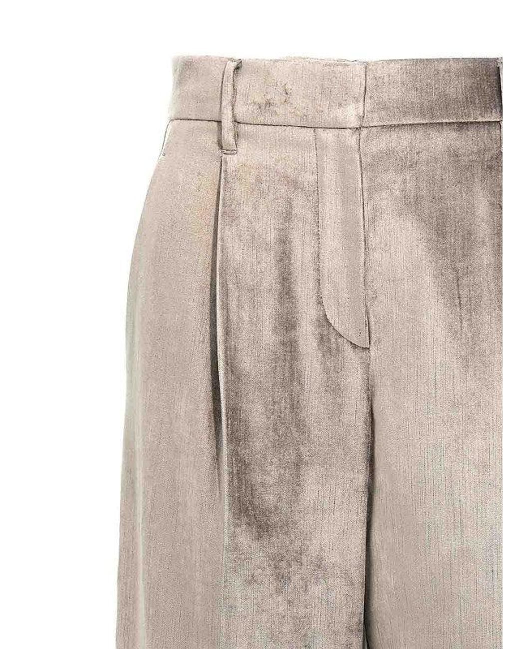 Brunello Cucinelli Natural Gray Cotton Casual Pants
