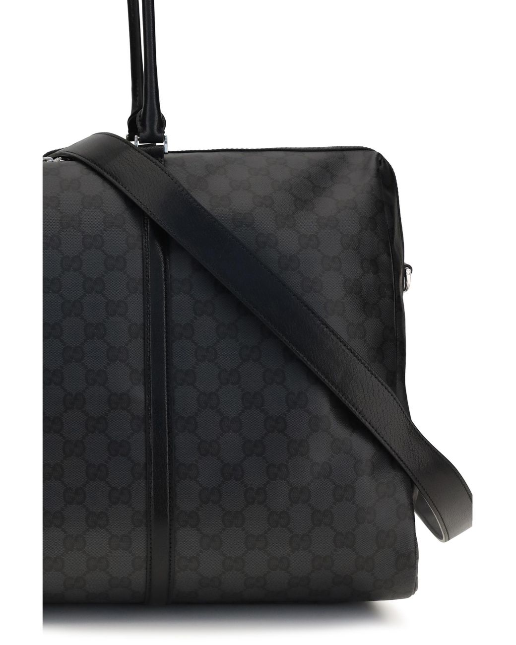 Gucci Black Travel Bag Gg Web Stripe Fabric Shoulder
