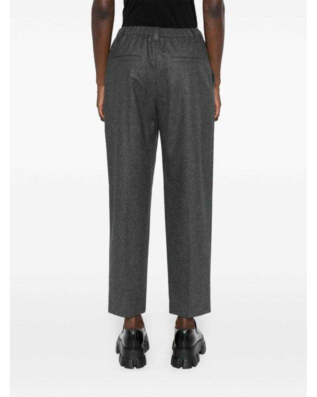 Brunello Cucinelli Gray Black Wool Casual Pants