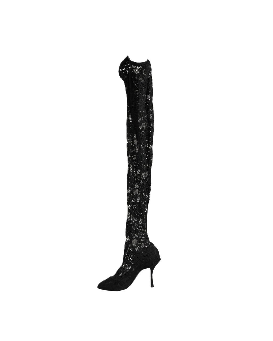 Dolce & Gabbana Black Taormina Lace Socks Boots Pumps Shoes Elastane