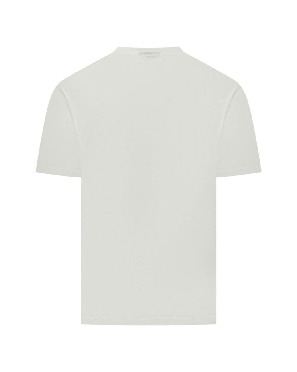 Emporio Armani White Logo-Embroidered Cotton T-Shirt for men