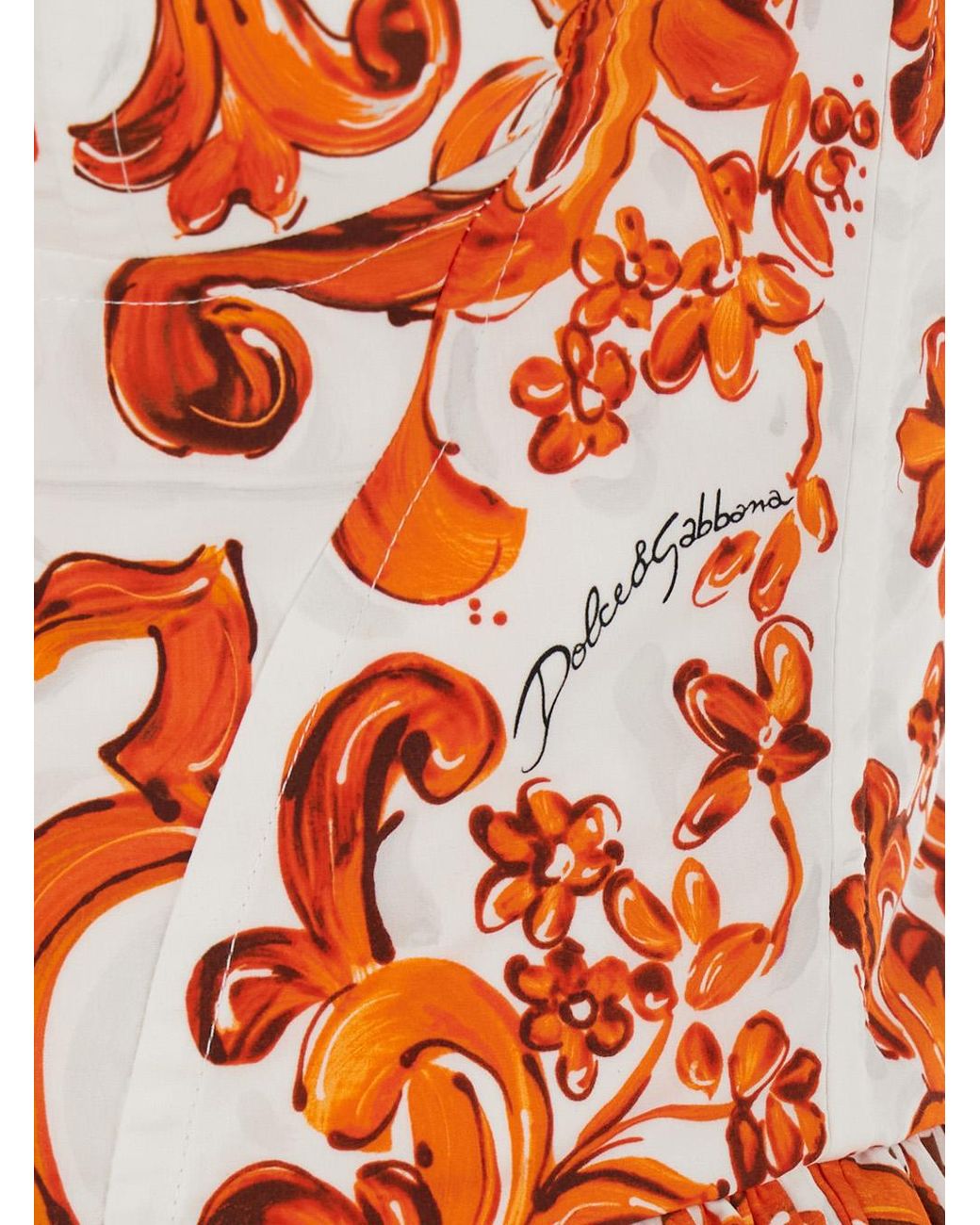 Dolce & Gabbana White Maxi Dress With Maiolica Print Cotton