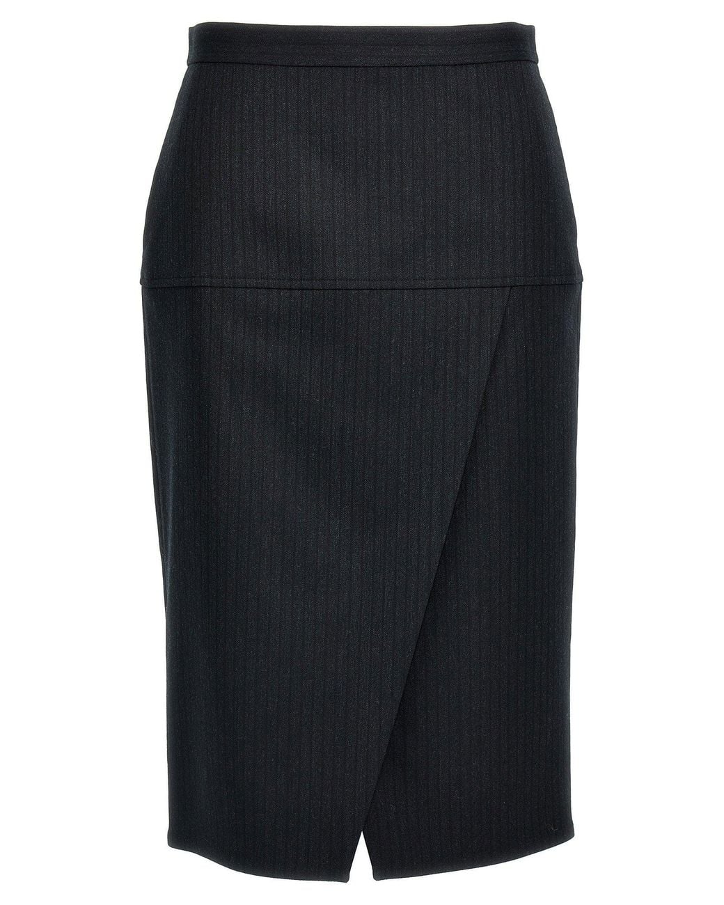 Fendi Blue Pinstripe Wool Skirt