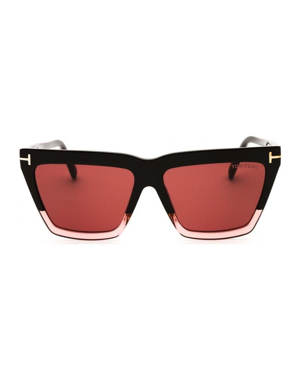 Tom Ford Red Sunglasses Geometric Full Rim, Dark Frame And Mauve Lens Ft111050Z