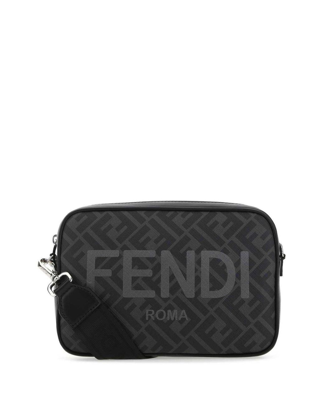 Fendi Ff Logo Print Shoulder Bag in Black for Men | Lyst