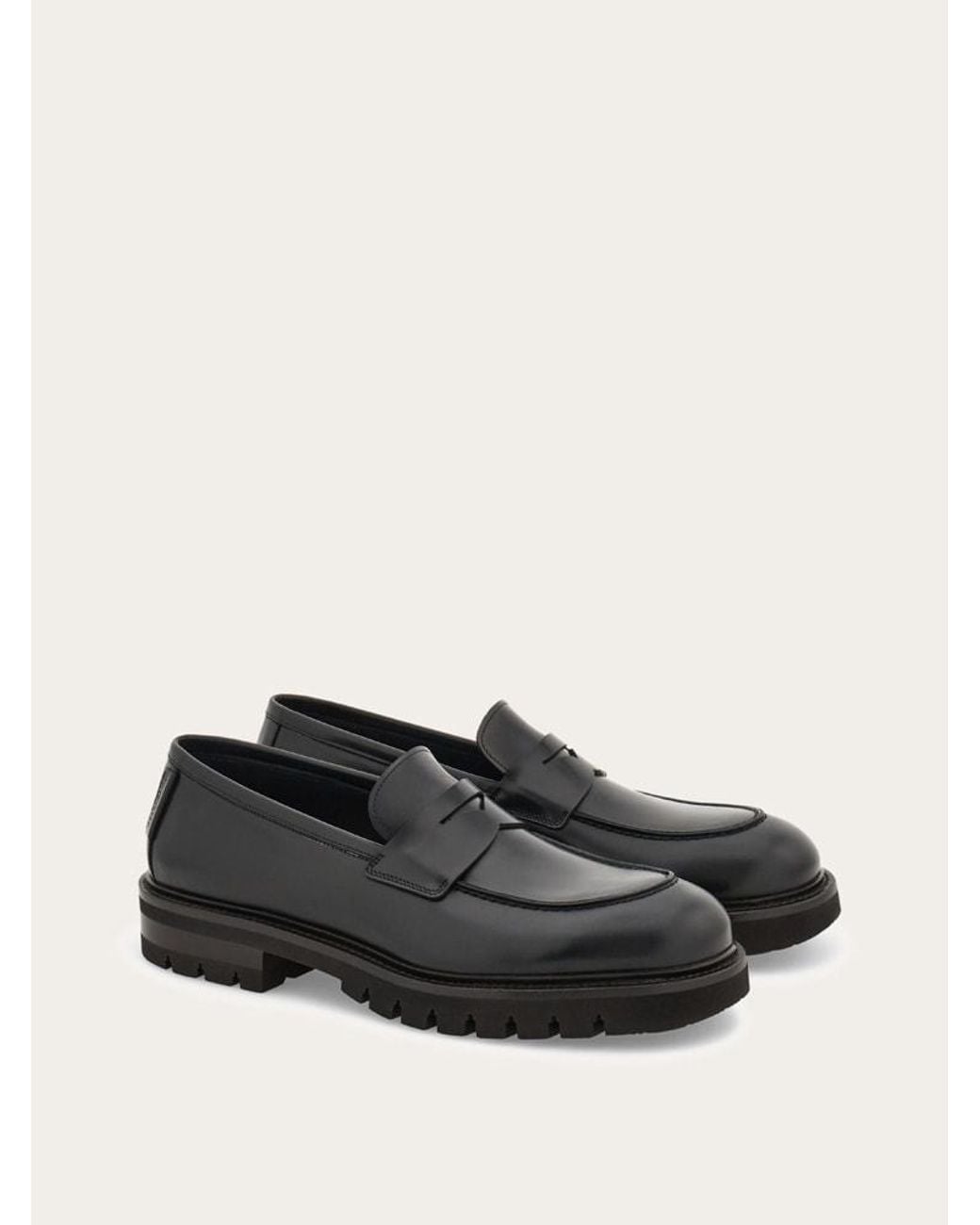 Ferragamo Black Calf Leather Loafers for men