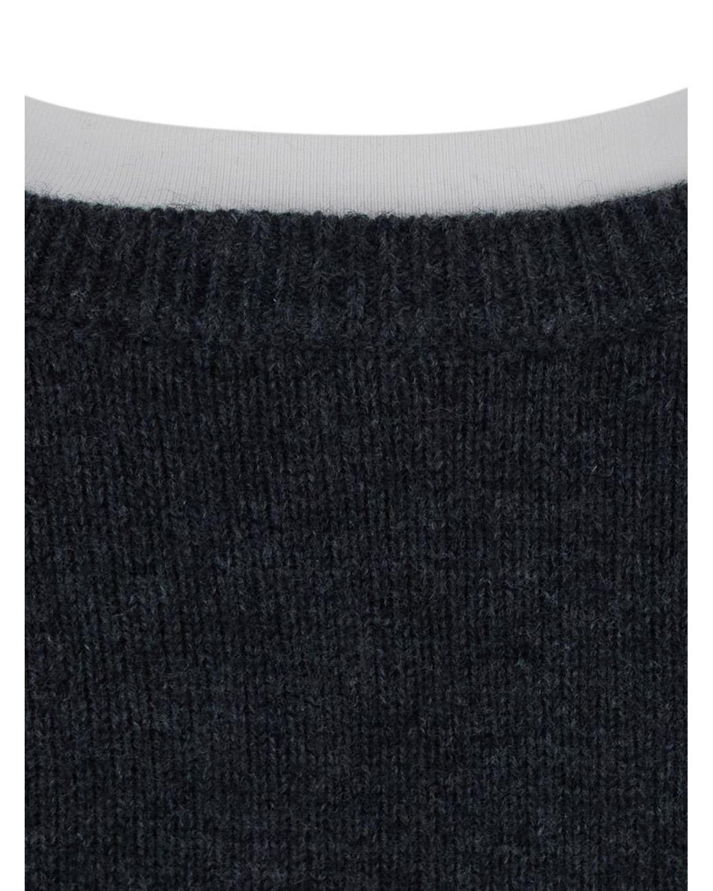 Semicouture Black Knit Sweater Aida Popeline Cashmere Wool Tops