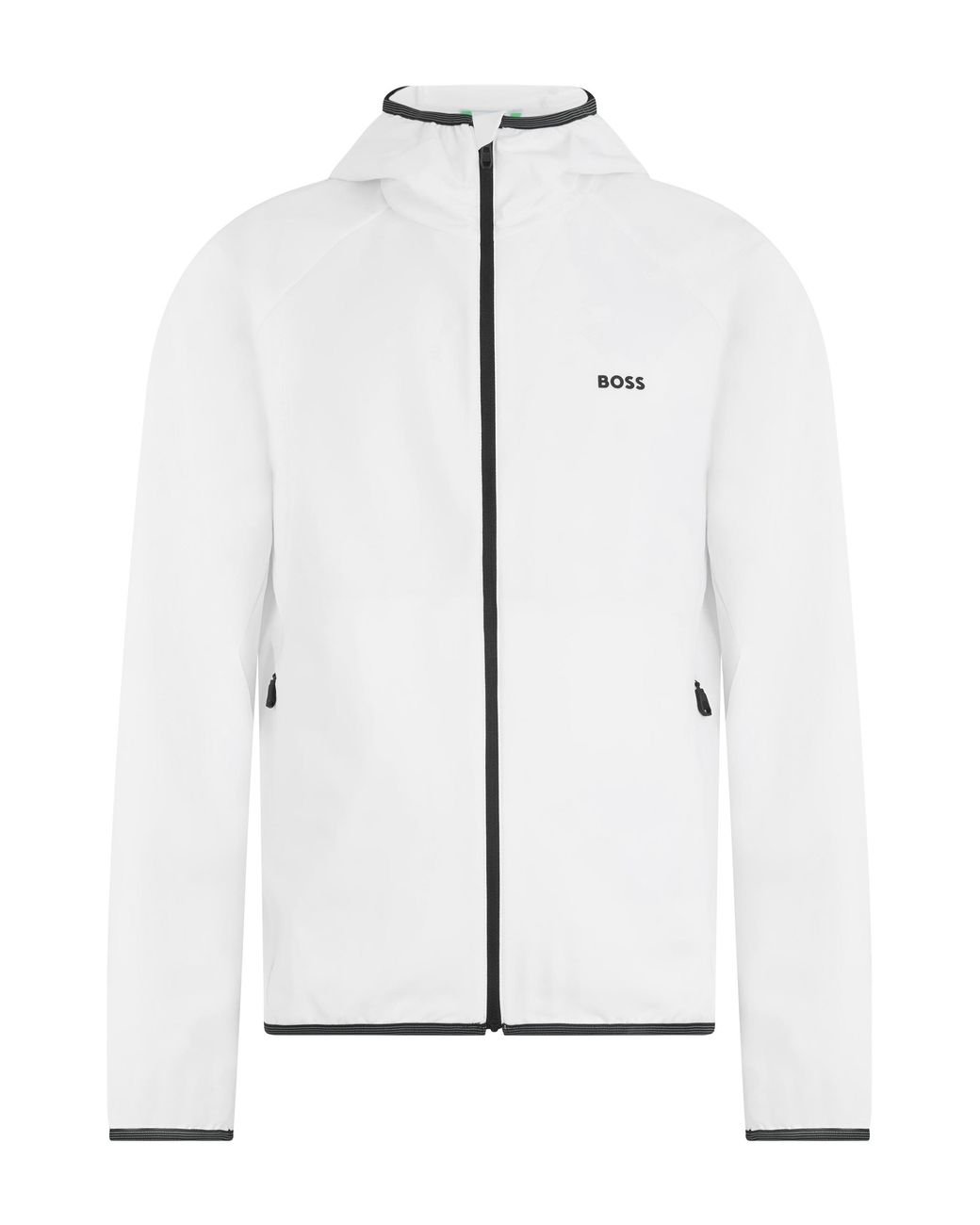 Boss White Waterproof Hooded Jacket Polyester Raincoats for men