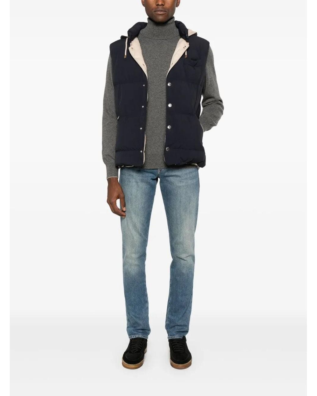 Brunello Cucinelli Gray Turtleneck Sweater Clothing for men