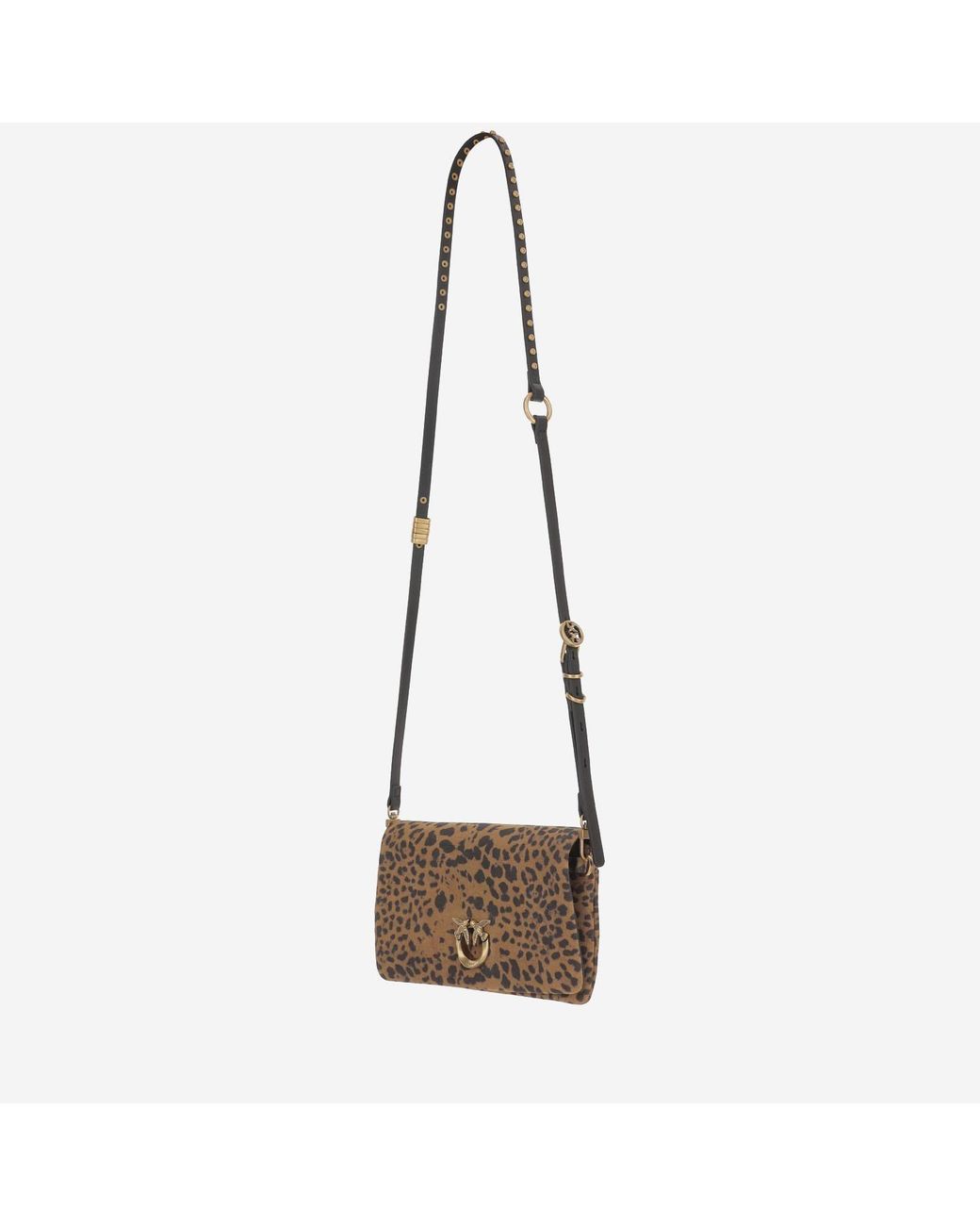 Pinko White Suede Bag With Animal Print Shoulder