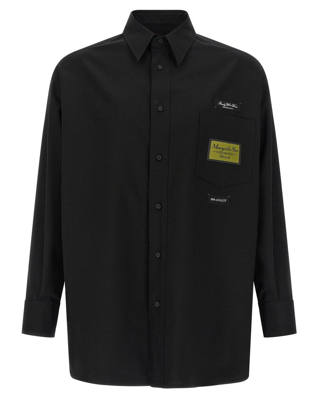 MM6 by Maison Margiela Black Wool-Blend With Jacquard Labels Shirt