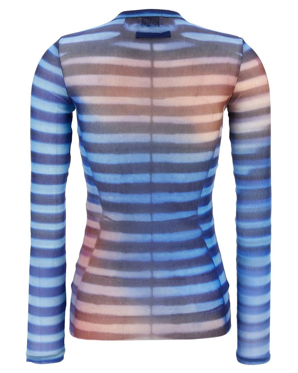 Jean Paul Gaultier Blue Air Print Stretch Tulle Top