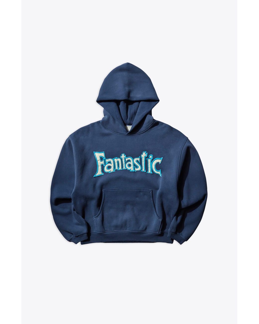 ERL Fantastic Hoodie Knit Blu Cotton Hoodie With Front Applique in