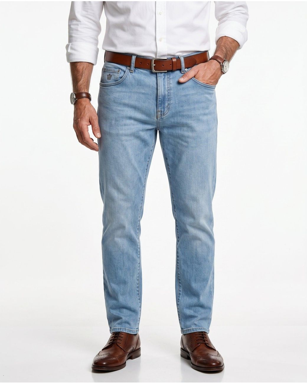 Brunello Cucinelli Blue Light Denim Trousers for men