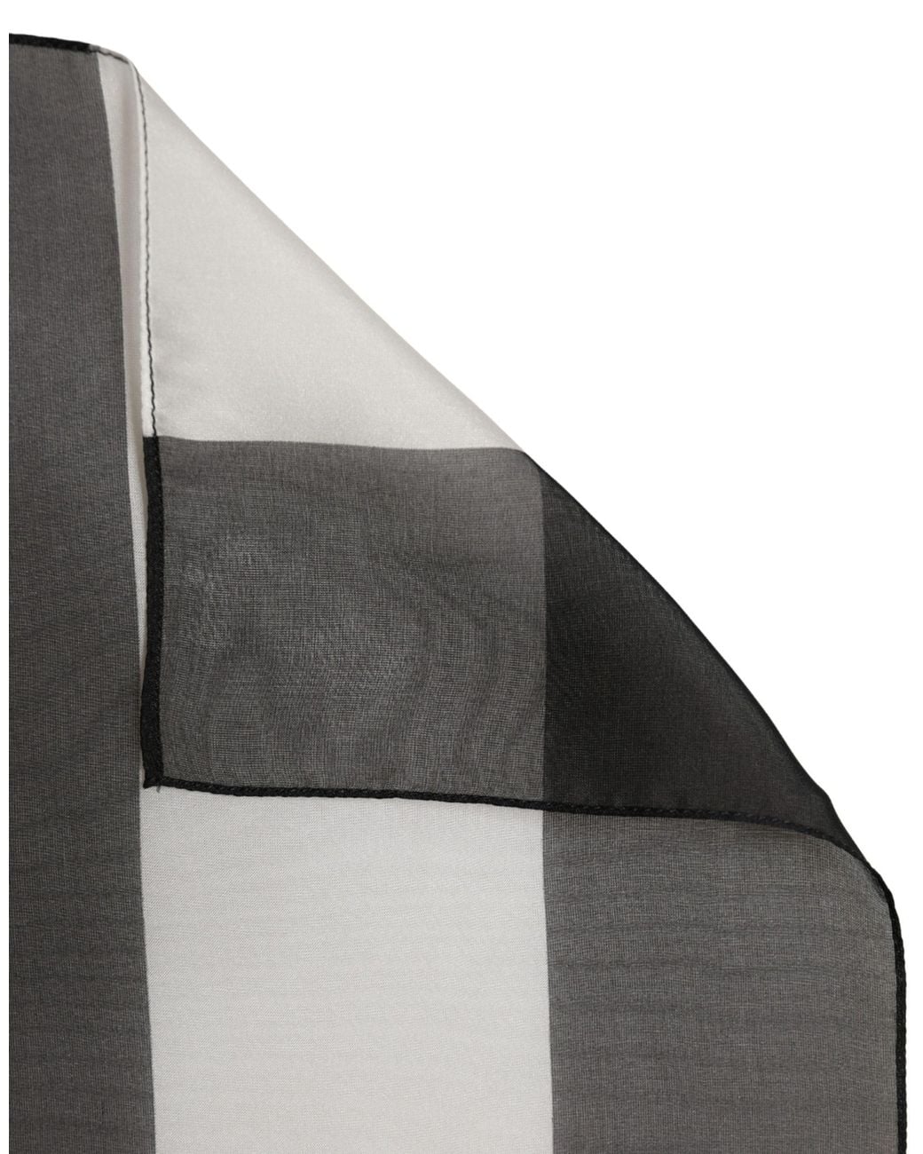 Dolce & Gabbana Gray Stripe Silk Square Foulard Scarf And