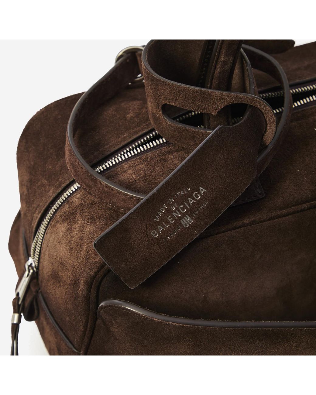 Balenciaga Brown Small Bowling Bag Suede Leather Shoulder