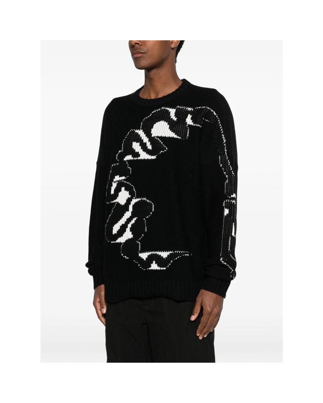 MADFRENZY Black Cortex Crew-Neck Sweater for men