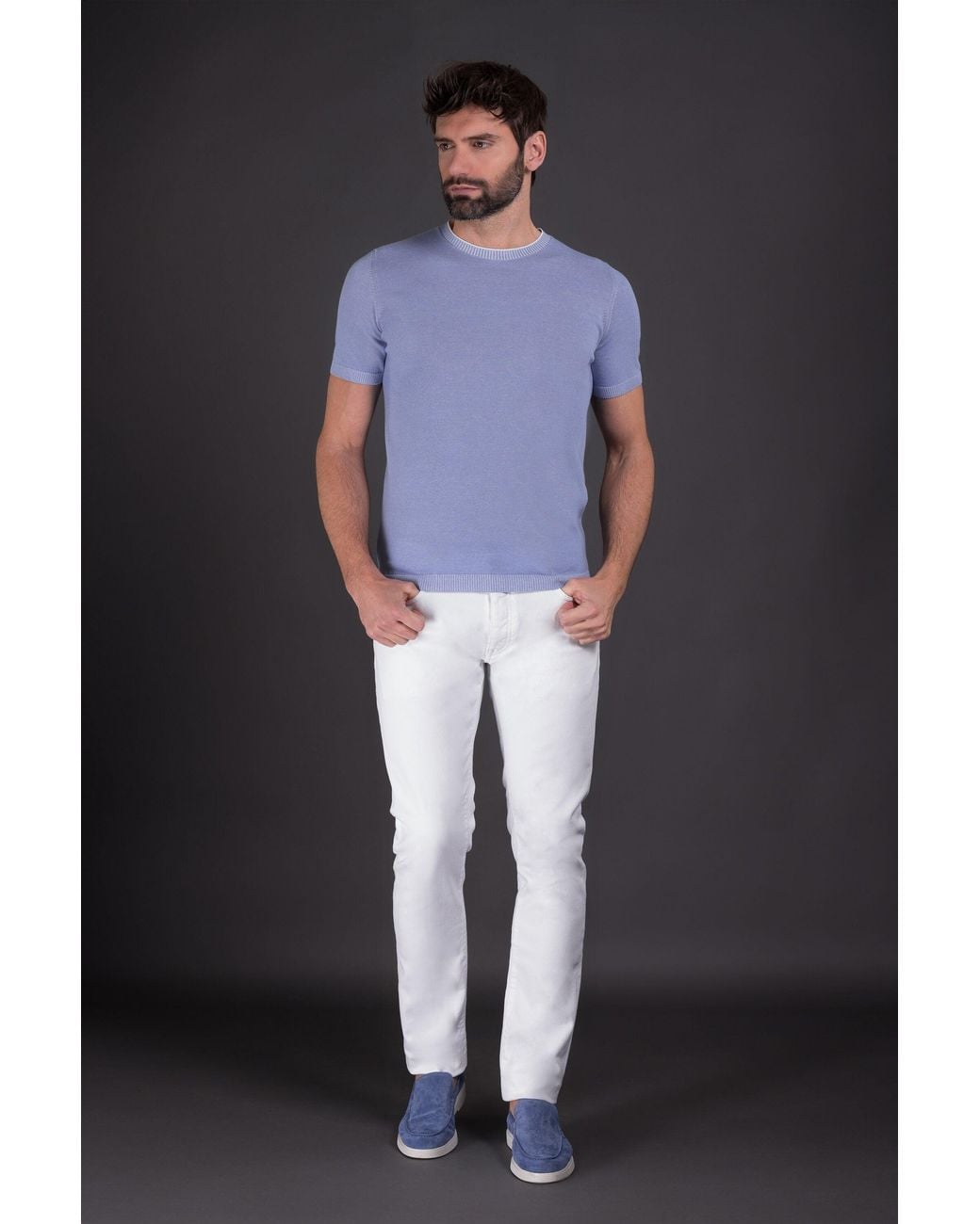 Moorer Black Light Short Sleeve Sweater for men