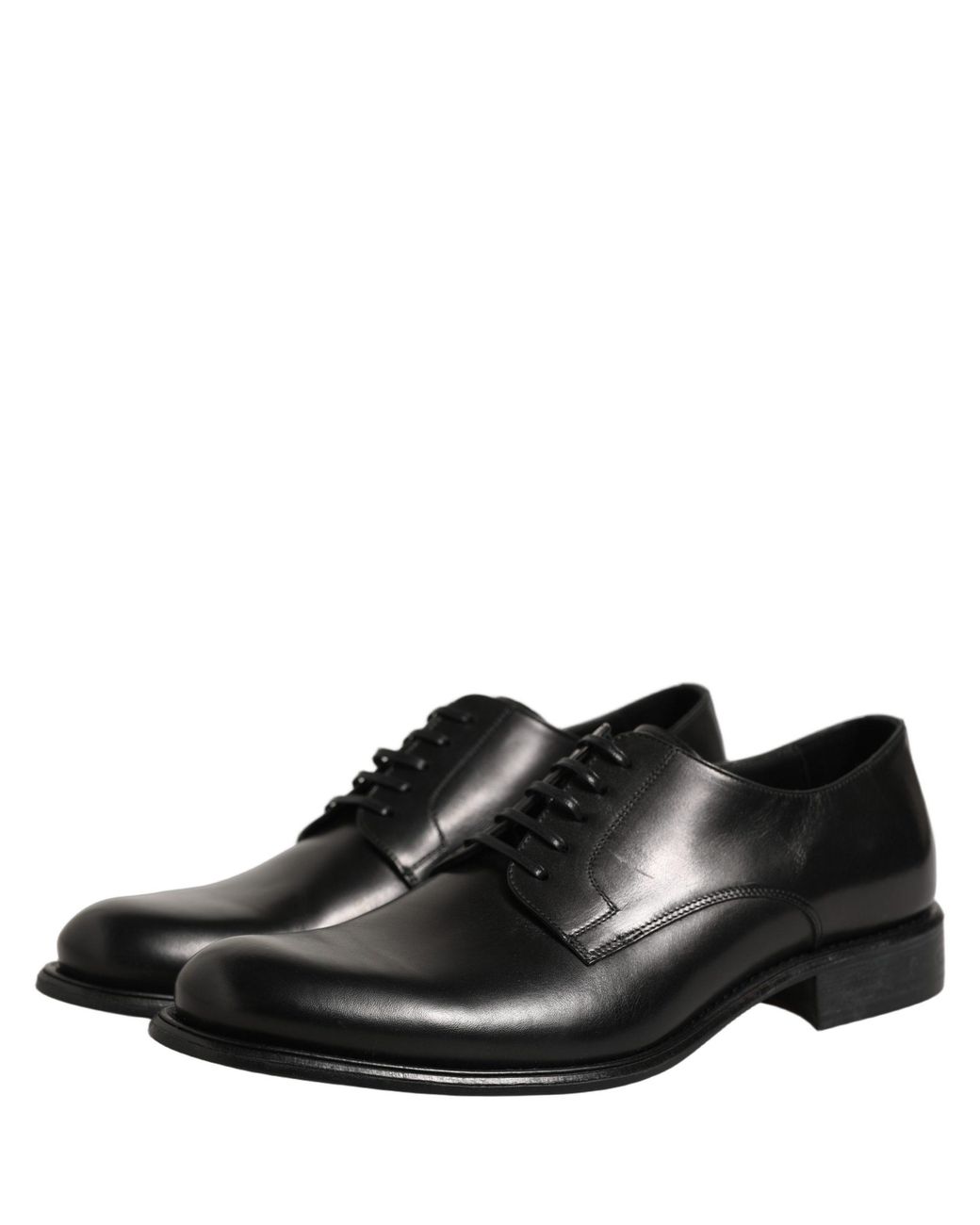 Dolce & Gabbana Black Calfskin Leather Derby Dress Shoes Calf for men