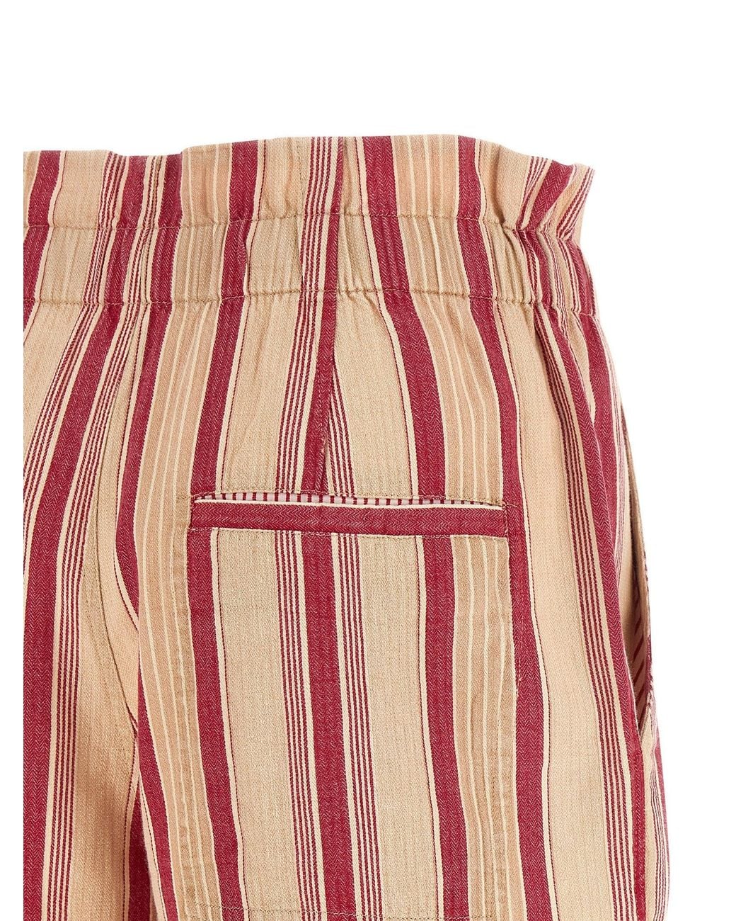 Isabel Marant Red Striped Cotton Canvas Shorts