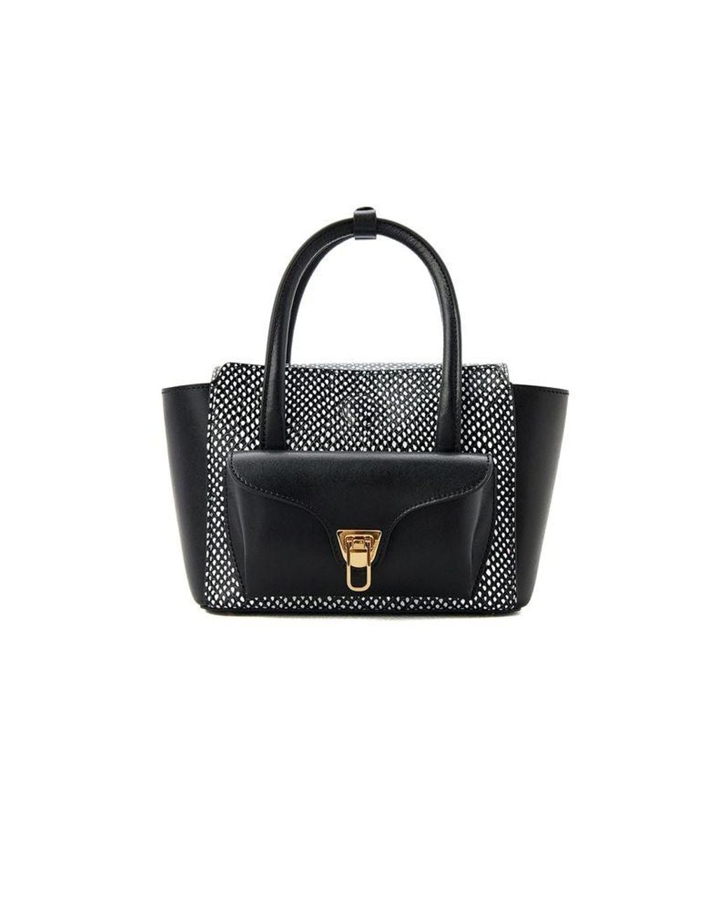 Coccinelle Black Handbag- Calf Split Leather Bags Handbags