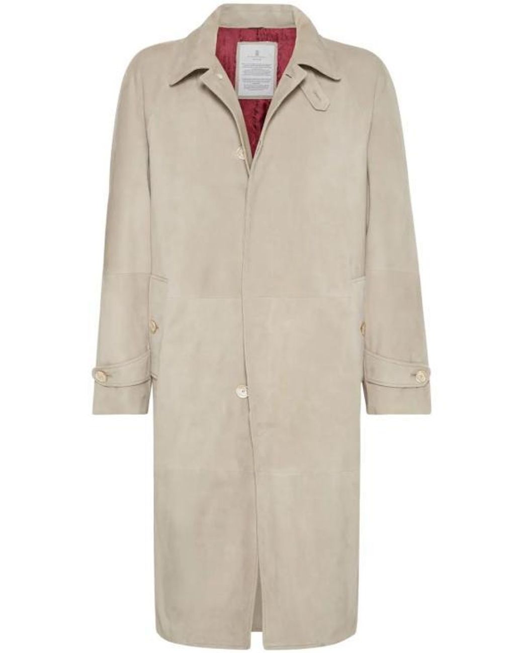 Brunello Cucinelli White Beige Leather Coat for men