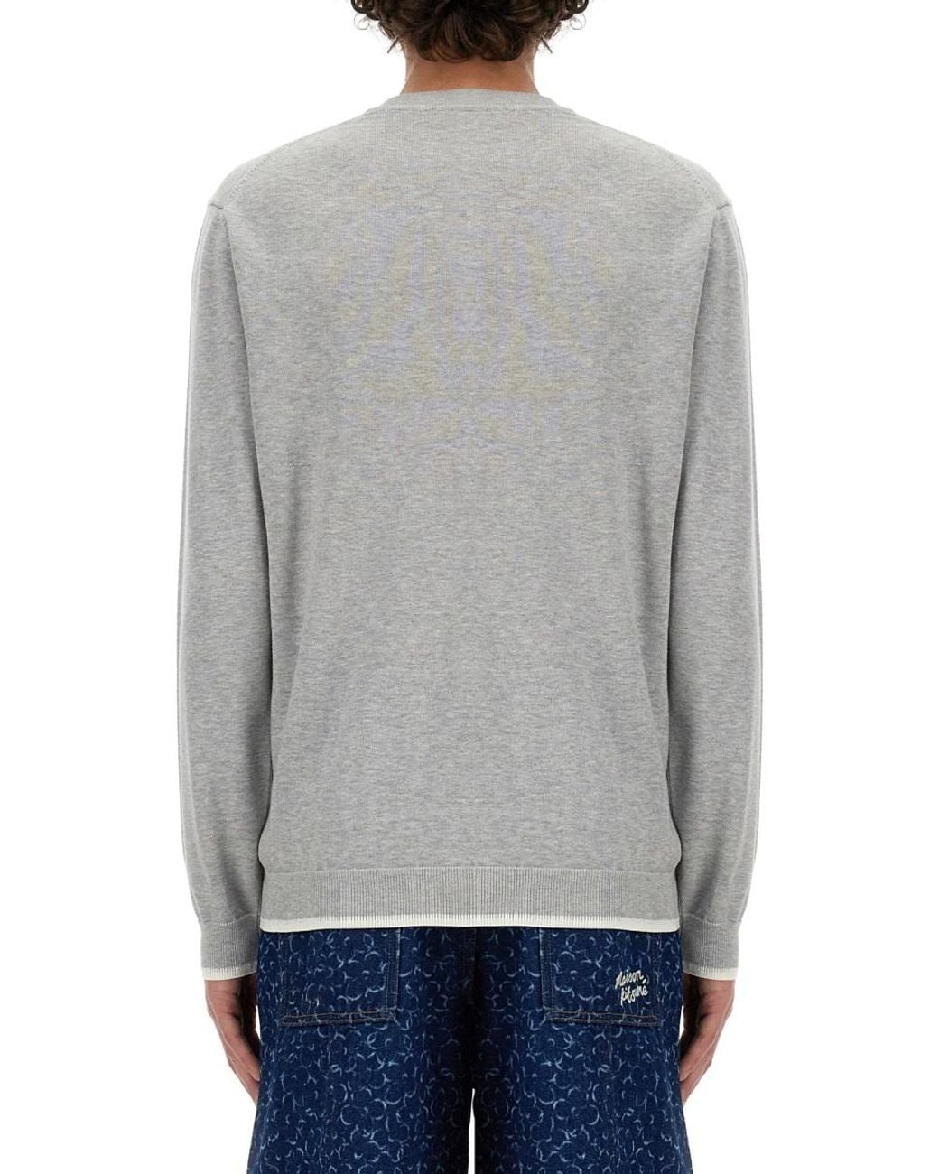 Maison Kitsuné Gray Maison Kitsuné Fox Head Cotton Jersey Sweater for men