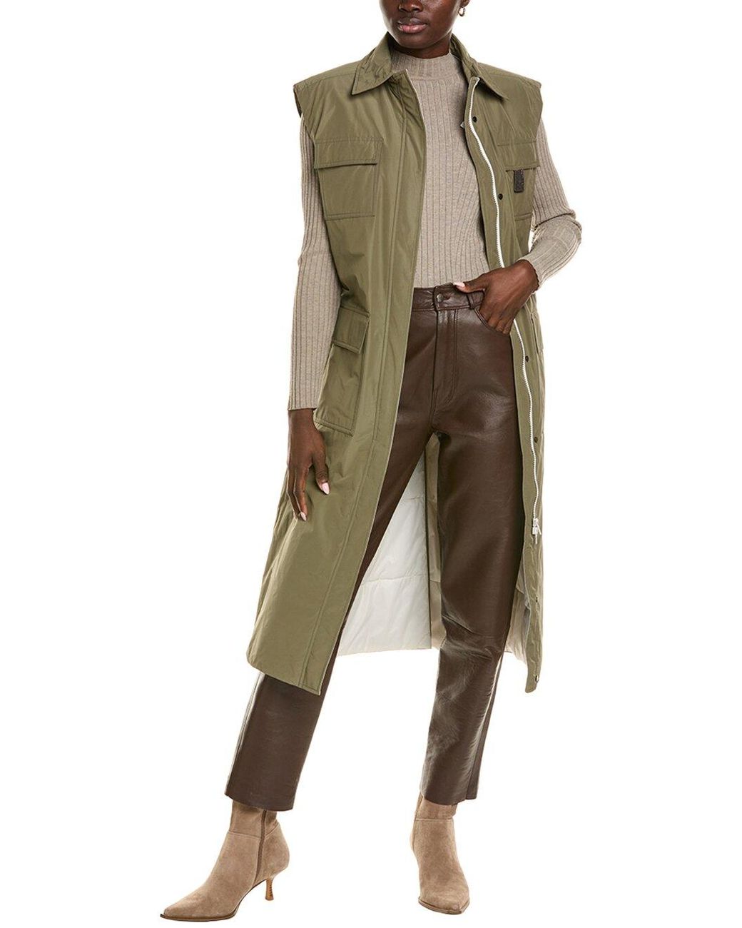 Brunello Cucinelli Green Sleeveless Long Jacket