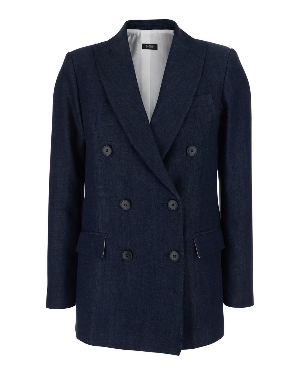 Le Plain Blue Double-Breasted Jacket With Peak Revers