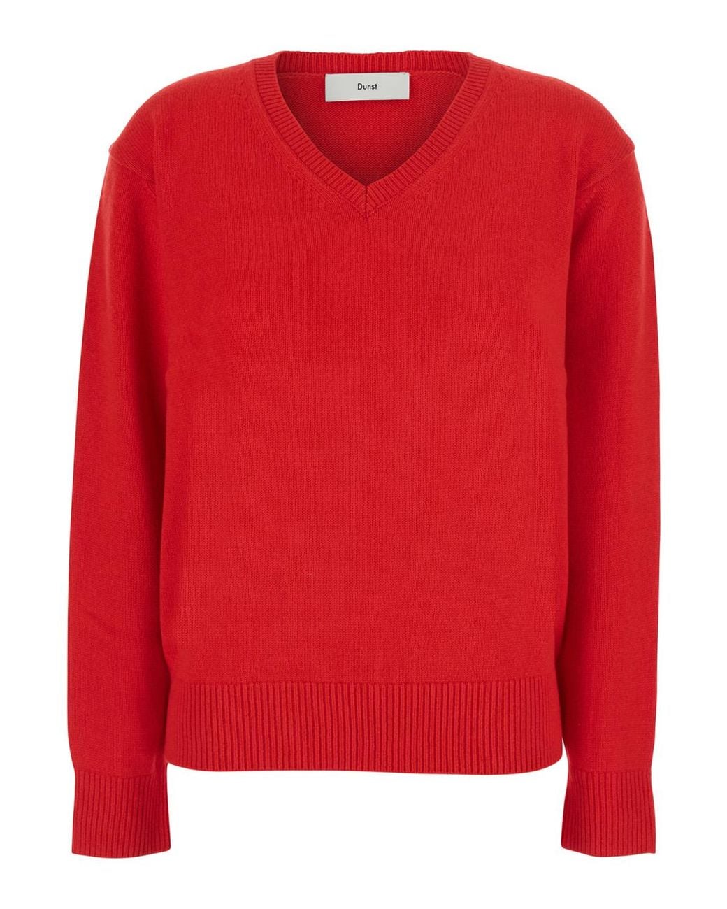 DUNST Red V-Neck Cashmere Sweater Wool Top