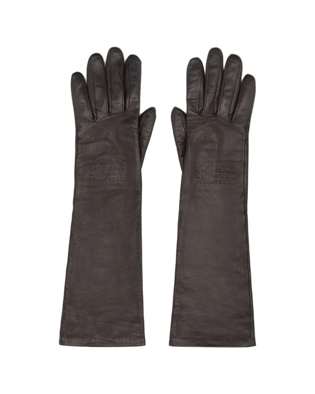 Maison Margiela Black Mm6 Embossed Logo Leather Gloves Accessories
