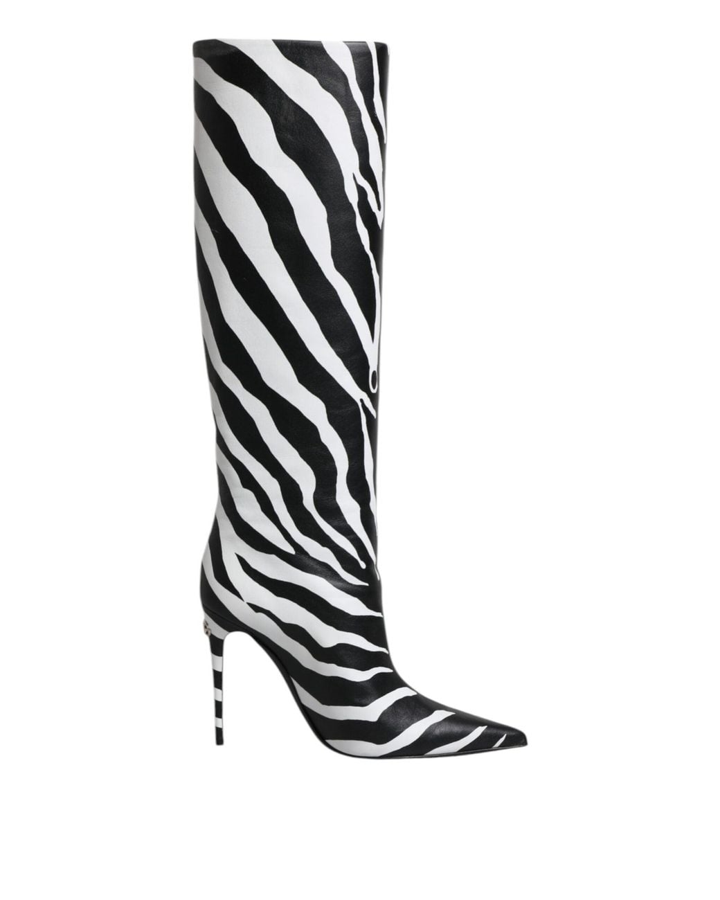 Dolce & Gabbana Black Dolce & Gabbana Zebra-Print Lamb Leather Boot