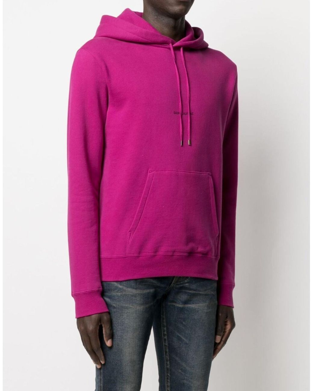 Saint Laurent Pink Rive Gauche Logo Hoodie Clothing Knitwear for men
