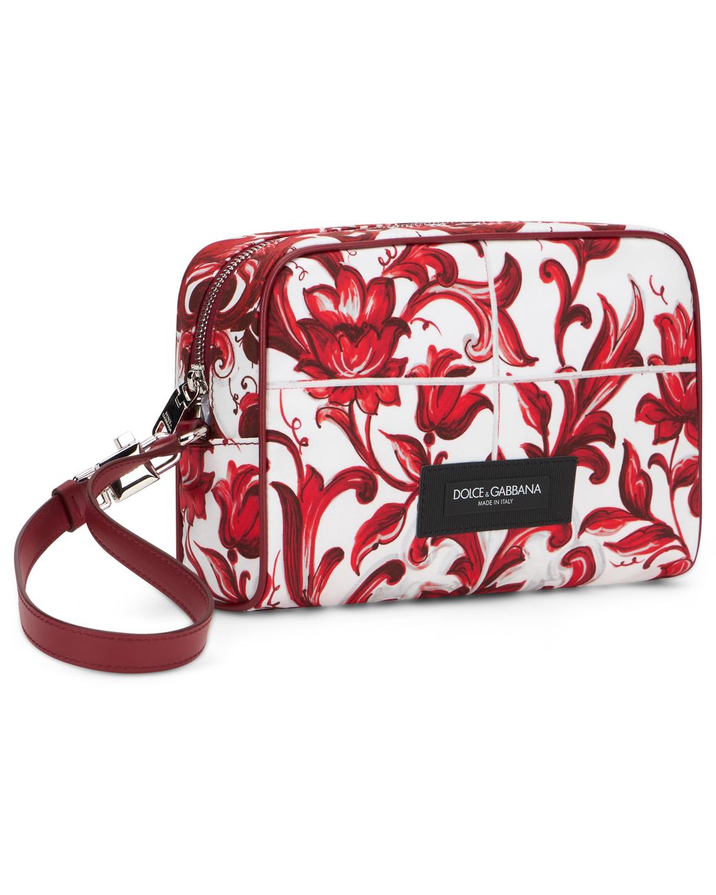 Dolce & Gabbana Red Clutch Bag Majolica Print Calfskin Wash for men