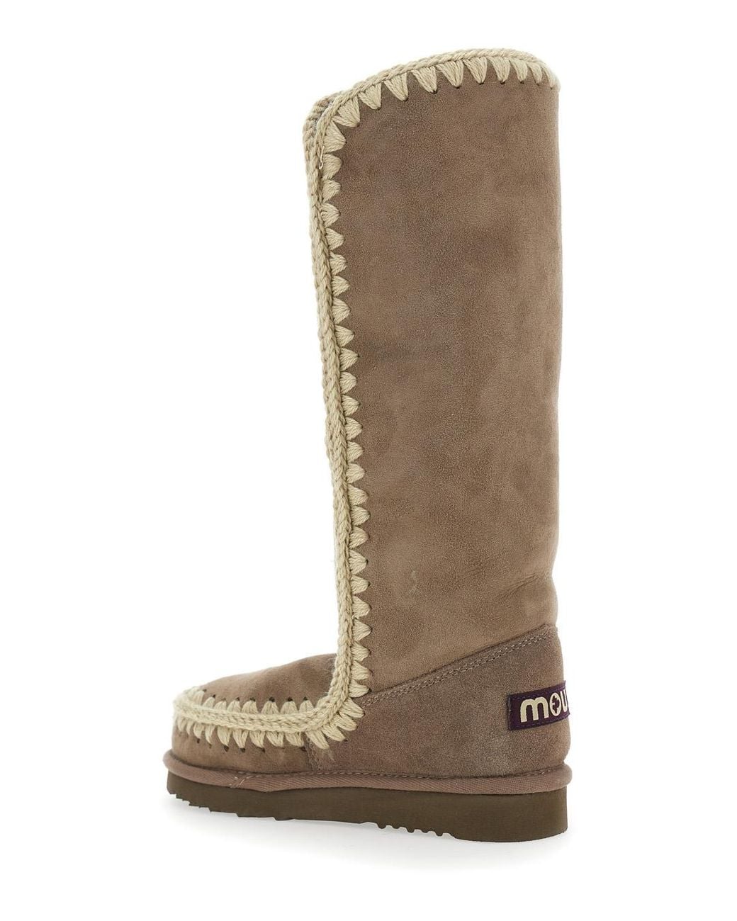 Mou Natural Eskimo Boots With Braided Effect And Logo Patch On The Rear