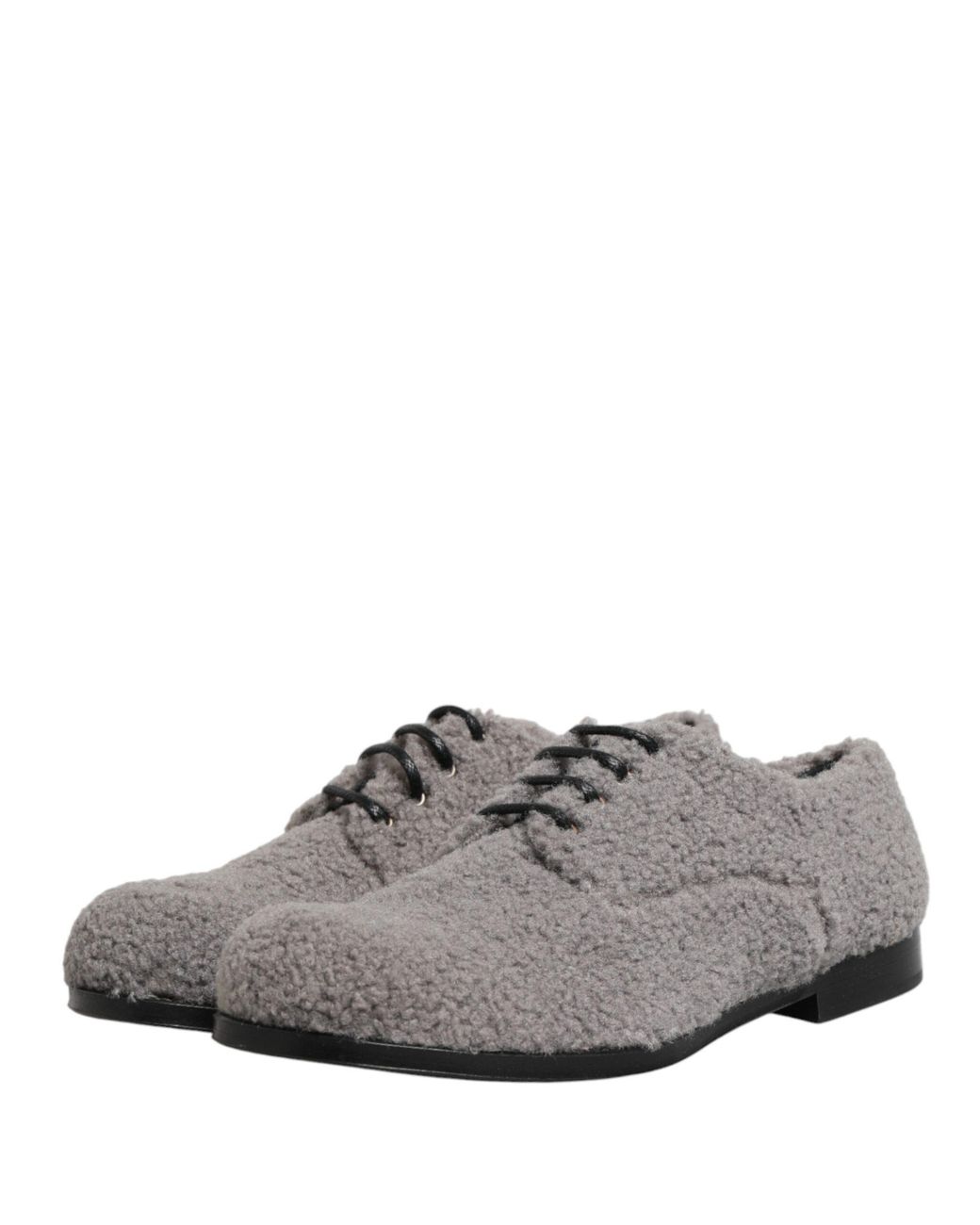 Dolce & Gabbana Gray Fleece Lace Up Men Derby Dress Shoes for men