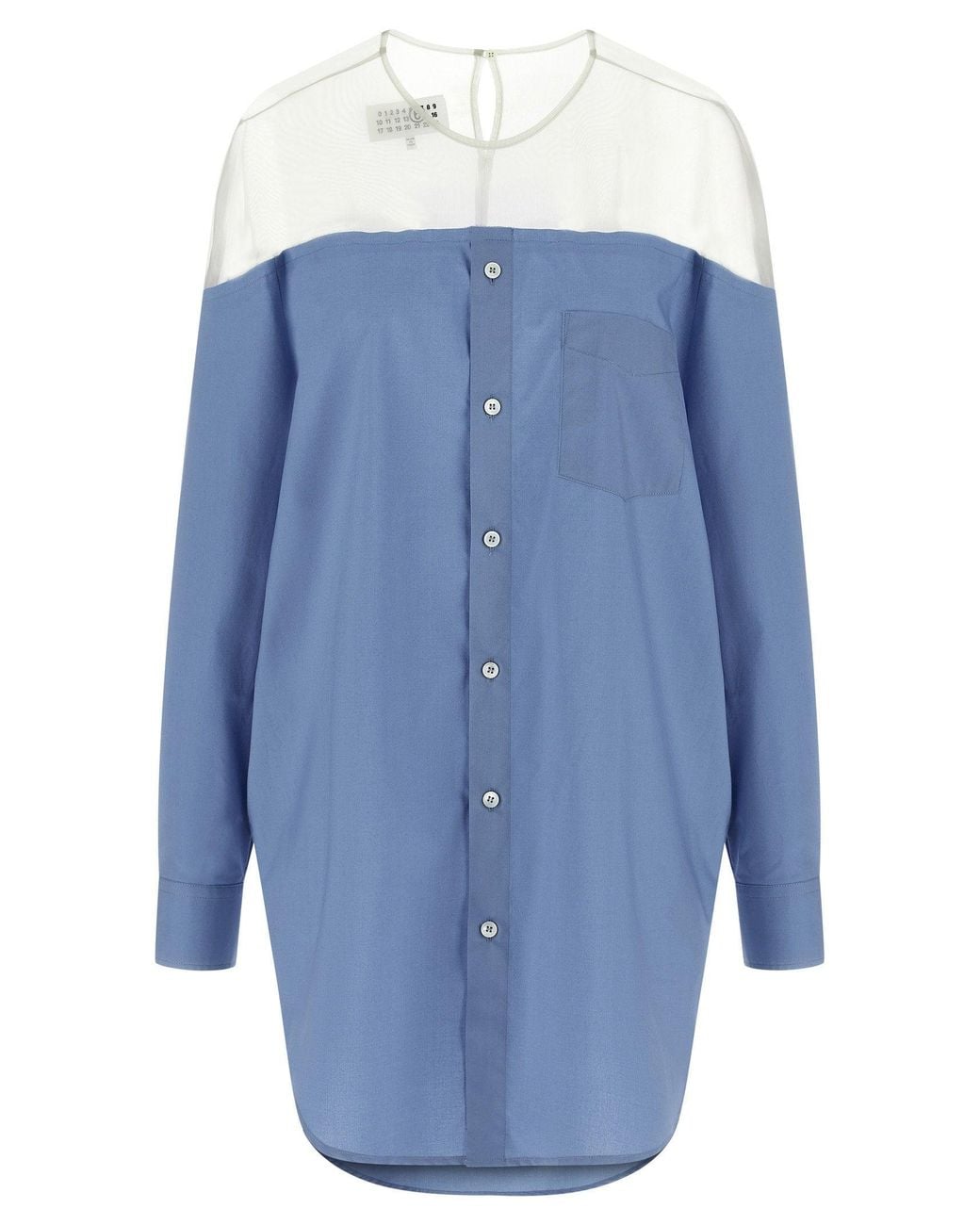 MM6 by Maison Margiela Blue Tulle-Insert Cotton Poplin Shirt