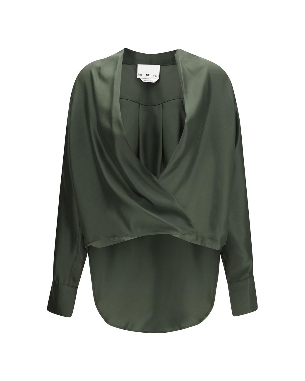 Sa Su Phi Green Silk Wrap Blouse Shirt