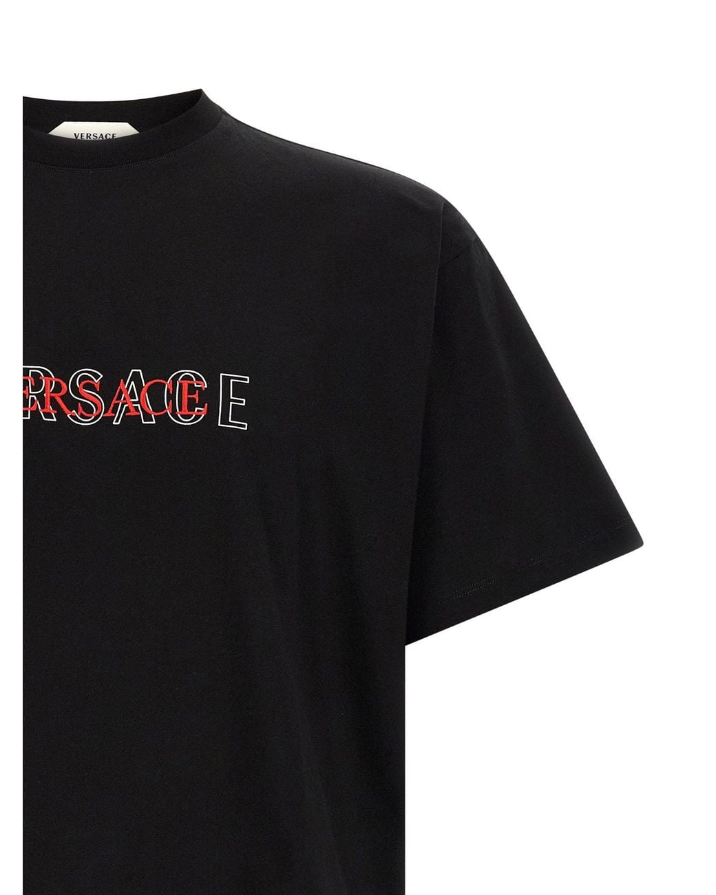 Versace Black Logo-Embroidered T-Shirt for men